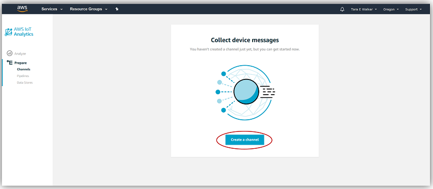 screenshot of AWS IoT Analytics